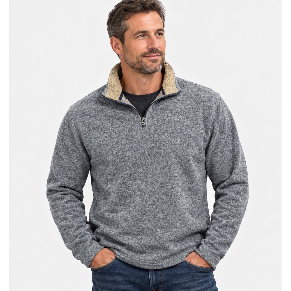 Arrow USA 1851 Mens Heather Grey Sherpa Lined Quarter Zip Fleece Sweater XXL
